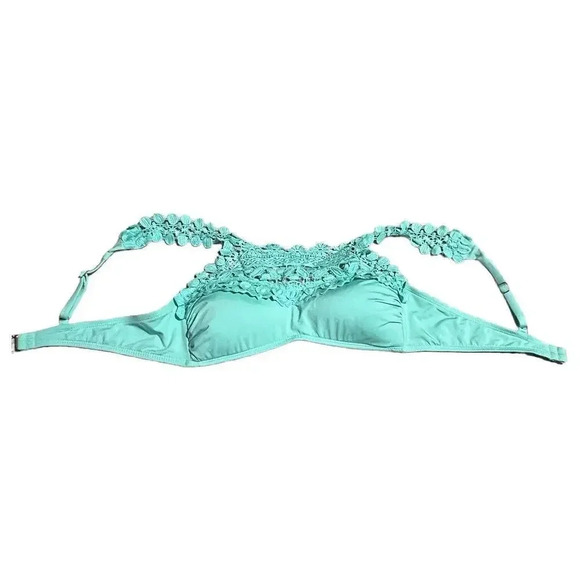 Cremieux Estilo Mint Green Light Turquoise Lace Bralette Bikini Top-Size Medium - Picture 7 of 7